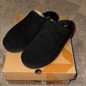 Black Suede Slip-On Slippers